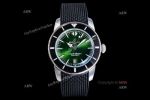 OXF Breitling Superocean 42mm B31 Movement Green Face Rubber Band Watch